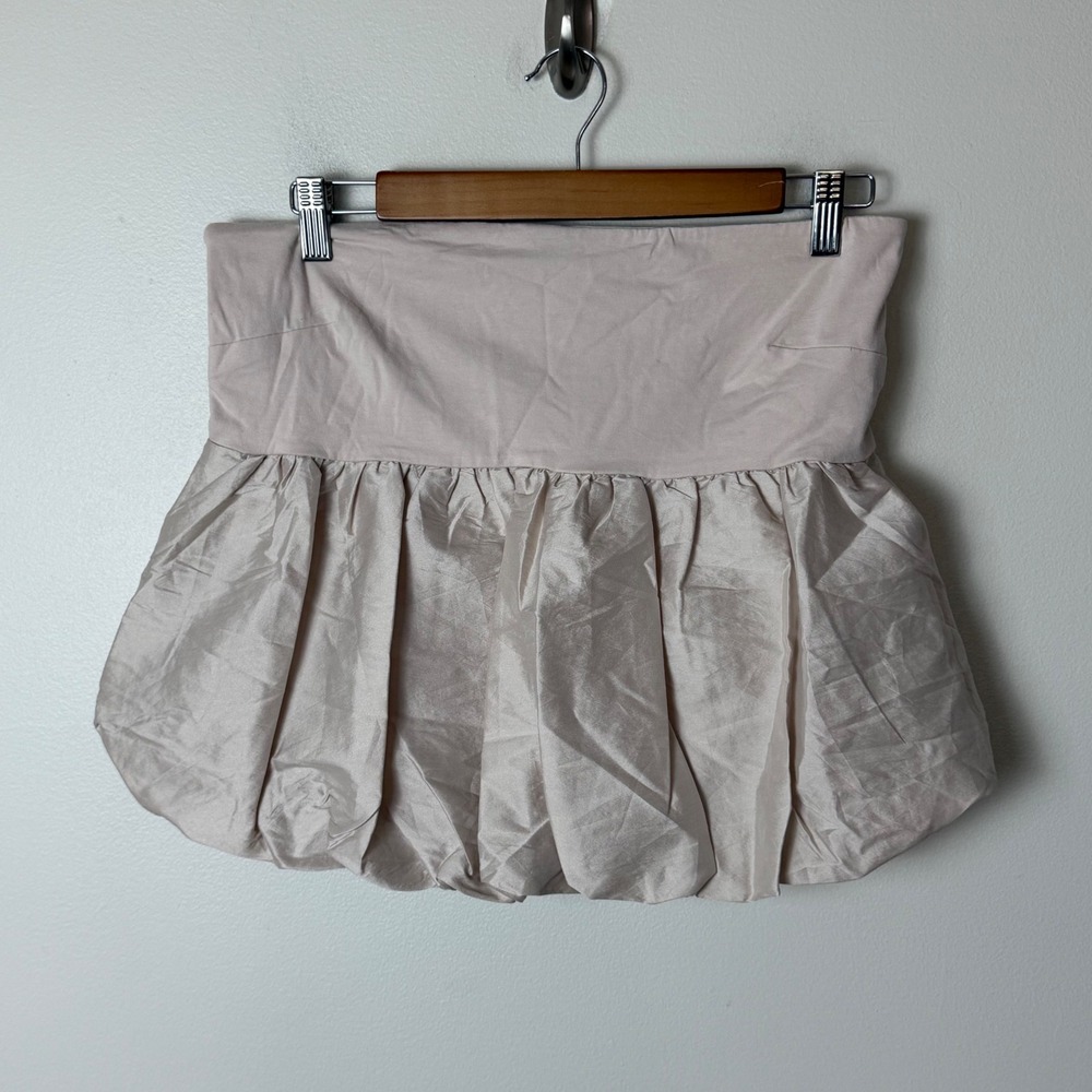 Anthropologie Neutral Bubble Hem Mini Skirt Smocked Back Size M Coquette Y2K - Picture 2 of 11